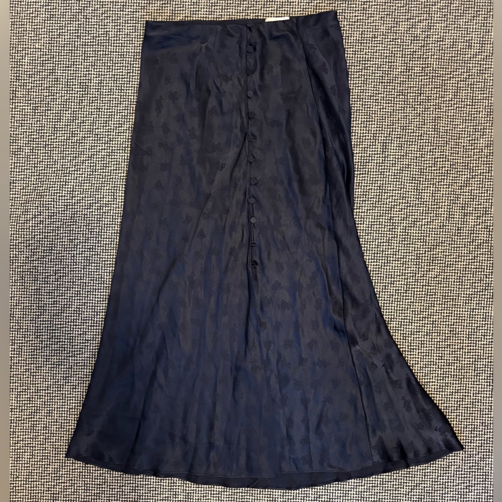 Women's Navy Maxi Skirt with Front Buttons